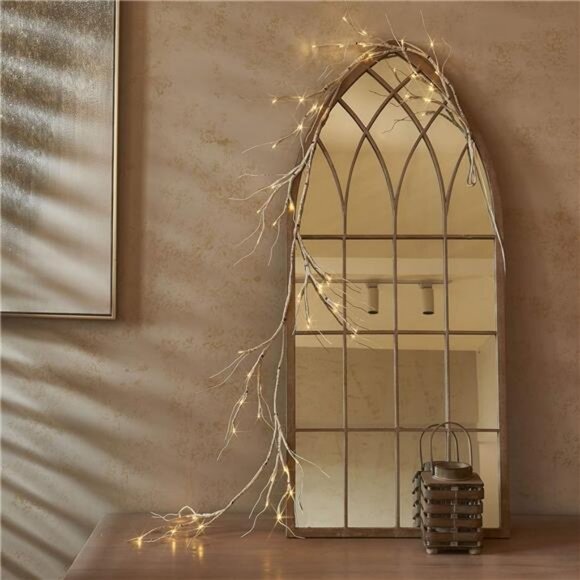 Lighted Birch Garland 6FT 48 LED Battery Operated with Timer Pre-lit - Picture 2 of 7